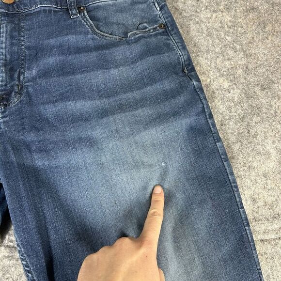 Mugsy Fultons Jeans Mens 40x32 (Fits 36x32) Blue Stretch Denim Straight Flawed - Picture 4 of 15